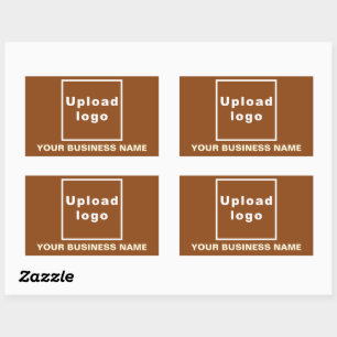 Business Name and Logo on Brown Rectangle Sticker