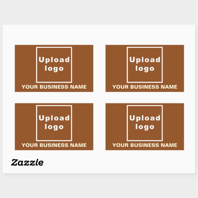 Business Name and Logo on Brown Rectangle Sticker (Sheet)