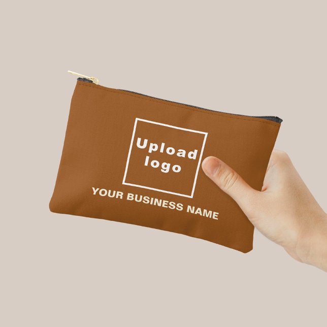 Business Name and Logo on Brown Small Pouch (Business name and logo on small brown pouch)