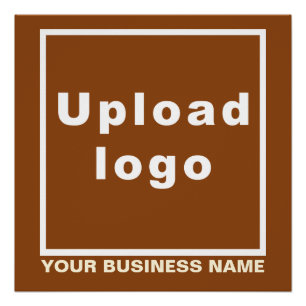 Business Name and Logo on Brown Square Glossy Poster