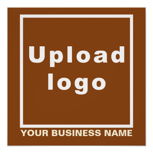 Business Name and Logo on Brown Square Glossy Poster (Front)