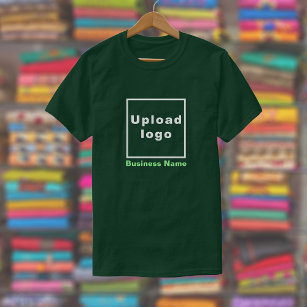 Business Name and Logo on Deep Forest Green T-Shirt