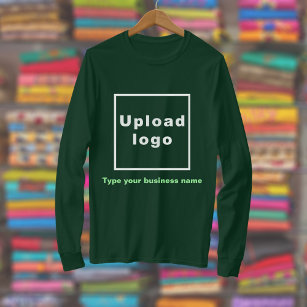 Business Name and Logo on Forest Green Long Sleeve T-Shirt