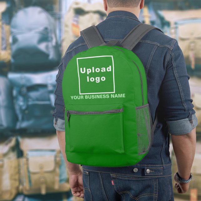 Business Name and Logo on Green Backpack (Build brand name awareness. Your business name and logo on green backpack.)