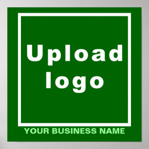 Business Name and Logo on Green Square Poster