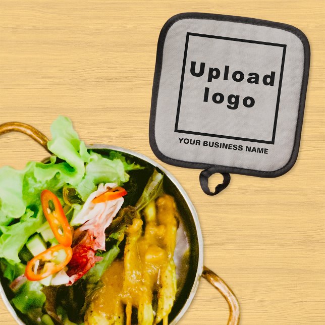Business Name and Logo on Grey Pot holder (Business name and logo on gray pot holder)