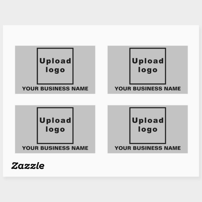 Business Name and Logo on Grey Rectangle Sticker (Sheet)