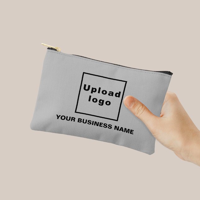 Business Name and Logo on Grey Small Pouch (Business name and logo on gray small pouch)