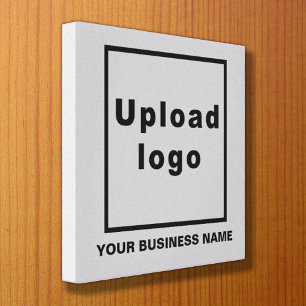 Business Name and Logo on Grey Square Canvas Print