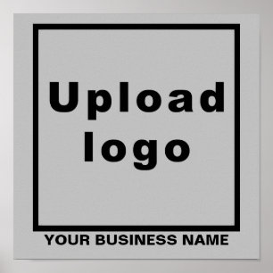 Business Name and Logo on Grey Square Poster