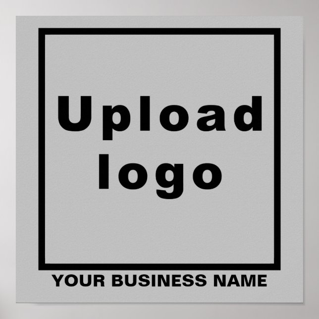 Business Name and Logo on Grey Square Poster (Front)