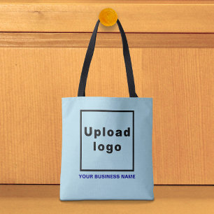 Business Name and Logo on Light Blue Tote Bag