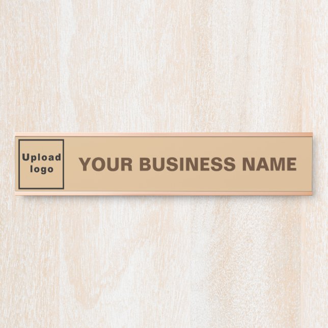 Business Name and Logo on Light Brown Long Hanging Door Sign (Front)