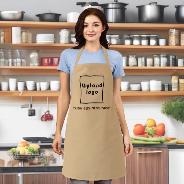 Business Name and Logo on Light Brown Polyester Apron (Your business name and logo on light brown apron.)