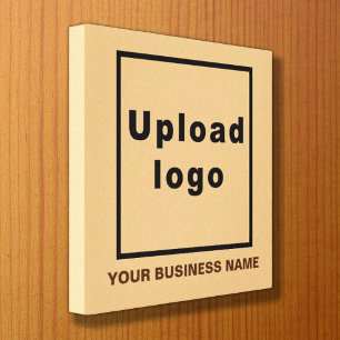 Business Name and Logo on Light Brown Square Canvas Print