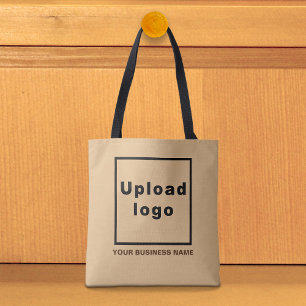 Business Name and Logo on Light Brown Tote Bag