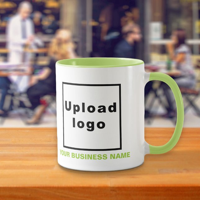 Business Name and Logo on Lime Green Combo Mug (Build brand name awareness. Your business name and logo on lime green combo mug.)