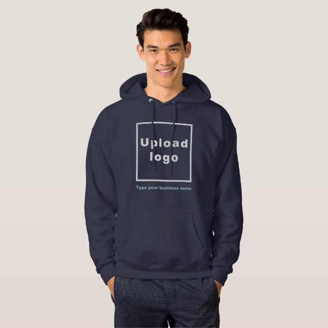 Business Name and Logo on Navy Blue Hoodie (Front Full)