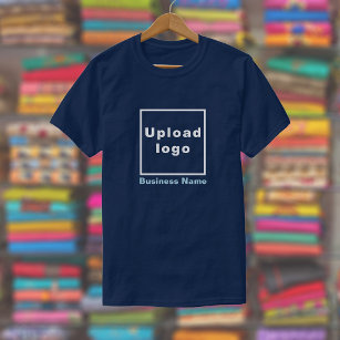 Business Name and Logo on Navy Blue T-Shirt