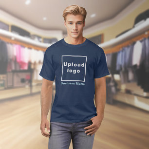 Business Name and Logo on Navy Blue T-Shirt