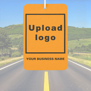Business Name and Logo on Orange Air Freshener