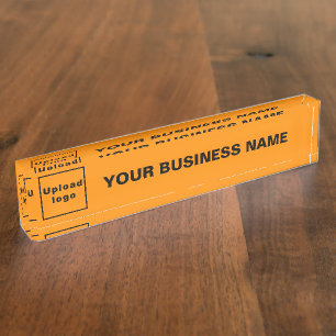 Business Name and Logo on Orange Colour Acrylic Nameplate