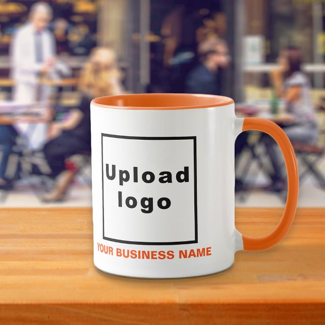 Business Name and Logo on Orange Colour Combo Mug (Build brand name awareness. Your business name and logo on orange color combo mug.)
