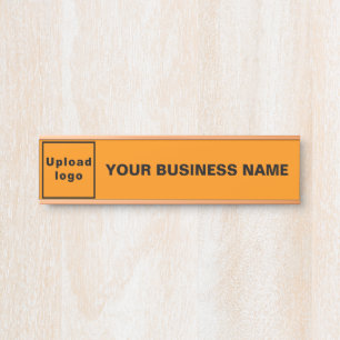 Business Name and Logo on Orange Colour Hanging Door Sign