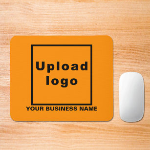 Business Name and Logo on Orange Colour Mouse Pad