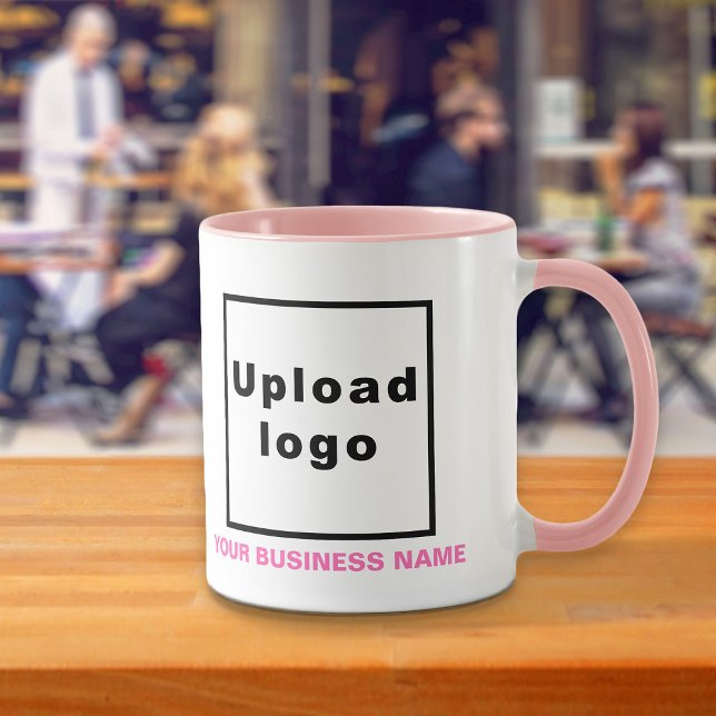 Business Name and Logo on Pink Combo Mug (Build brand name awareness. Your business name and logo on pink combo mug.)