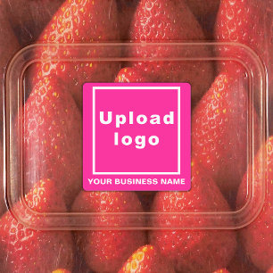 Business Name and Logo on Pink Square Adhesive