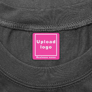 Business Name and Logo on Pink Square Iron On