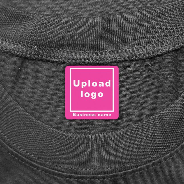 Business Name and Logo on Pink Square Iron On (Pink square iron on label with your business name and logo)