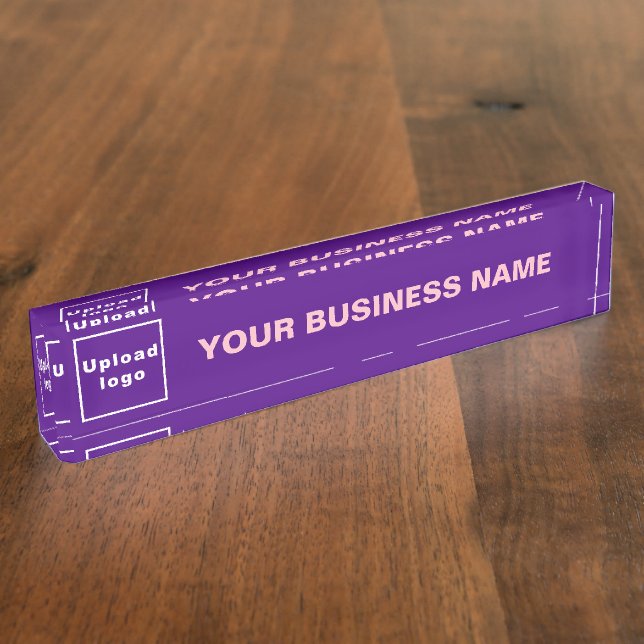 Business Name and Logo on Purple Acrylic Nameplate (Side)