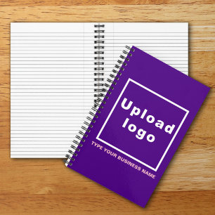 Business Name and Logo on Purple Spiral Notebook