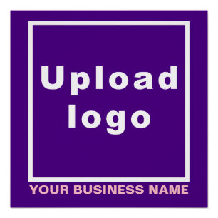Business Name and Logo on Purple Square Glossy Poster