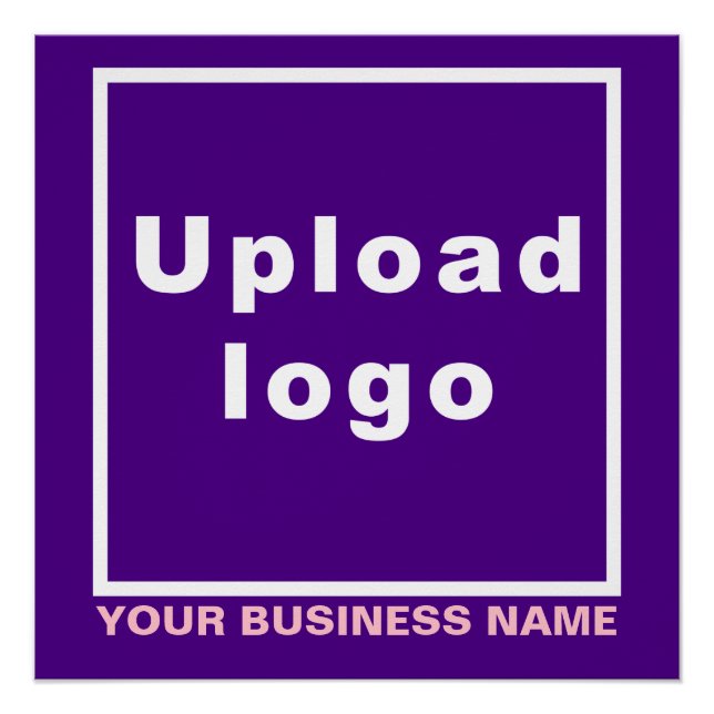 Business Name and Logo on Purple Square Glossy Poster (Front)