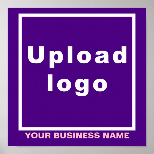 Business Name and Logo on Purple Square Poster (Front)