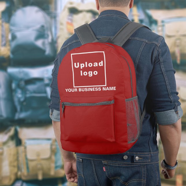 Business Name and Logo on Red Backpack (Build brand name awareness. Your business name and logo on red backpack.)