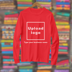 Business Name and Logo on Red Long Sleeve T-Shirt