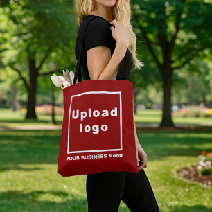 Business Name and Logo on Red Tote Bag