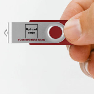 Business Name and Logo on Red USB Swivel USB Flash Drive