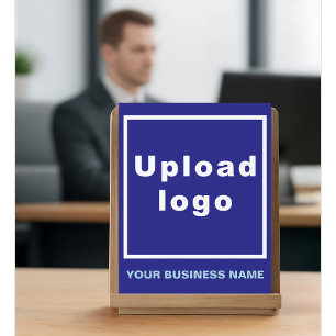Business Name and Logo on Small Blue Acrylic Sign