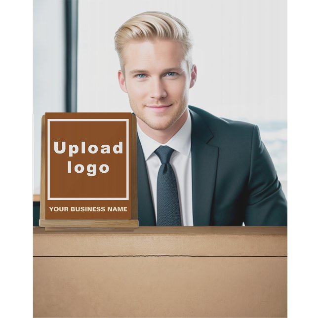 Business Name and Logo on Small Brown Acrylic Sign (Brown acrylic sign with your business name and logo)