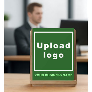 Business Name and Logo on Small Green Acrylic Sign