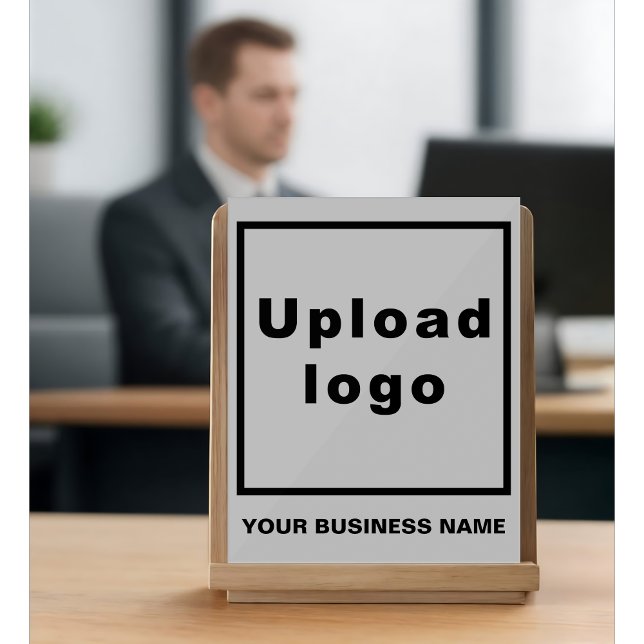 Business Name and Logo on Small Grey Acrylic Sign (Gray acrylic sign with your business name and logo)