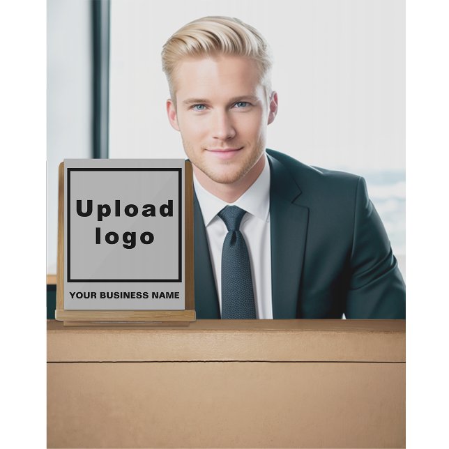 Business Name and Logo on Small Grey Acrylic Sign (Gray acrylic sign with your business name and logo)