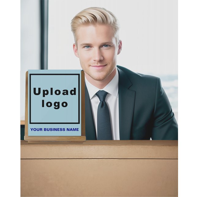 Business Name and Logo on Small Light Blue Acrylic Sign (Light blue acrylic sign with your business name and logo)
