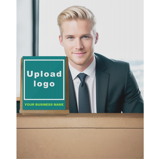 Business Name and Logo on Small Teal Green Acrylic Sign (Teal green acrylic sign with your business name and logo)