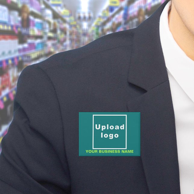 Business Name and Logo on Teal Green Rectangle (Business name and logo on teal green rectangle button)